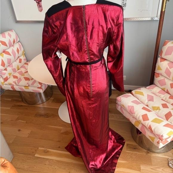 Roland Mourat red shiny long dress net-a-porter exclusive size 12 - Picture 8 of 12